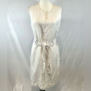 Emma James white linen tie buckle dress size 6